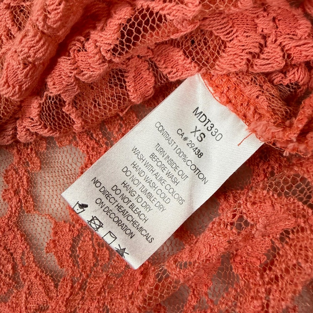 Miss Me Womens XS Coral Pink Lace Rhinestone Embellished Sleeveless Top MDT330 - Picture 8 of 8